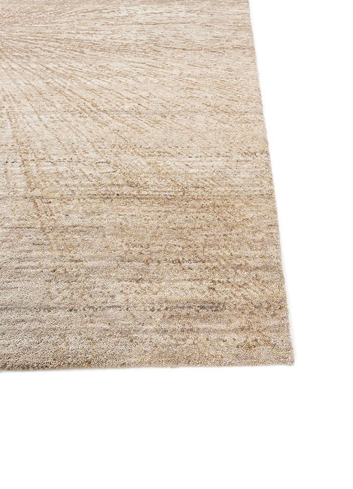 entropy beige and brown afghan wool and silk hand knotted Rug - Corner