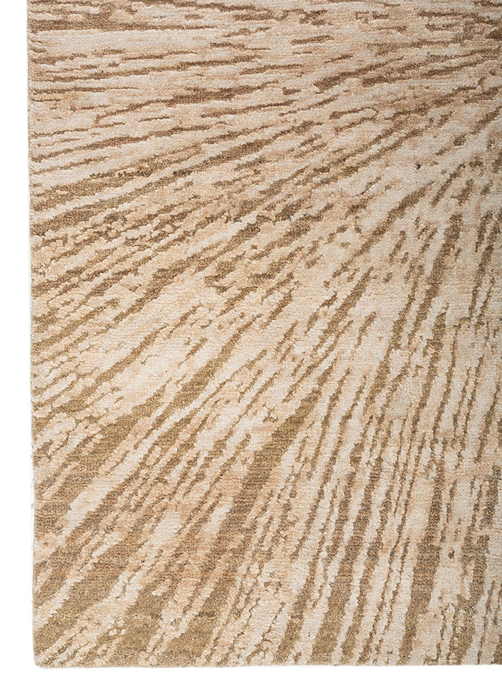 uvenuti beige and brown afghan wool and silk hand knotted Rug - Corner