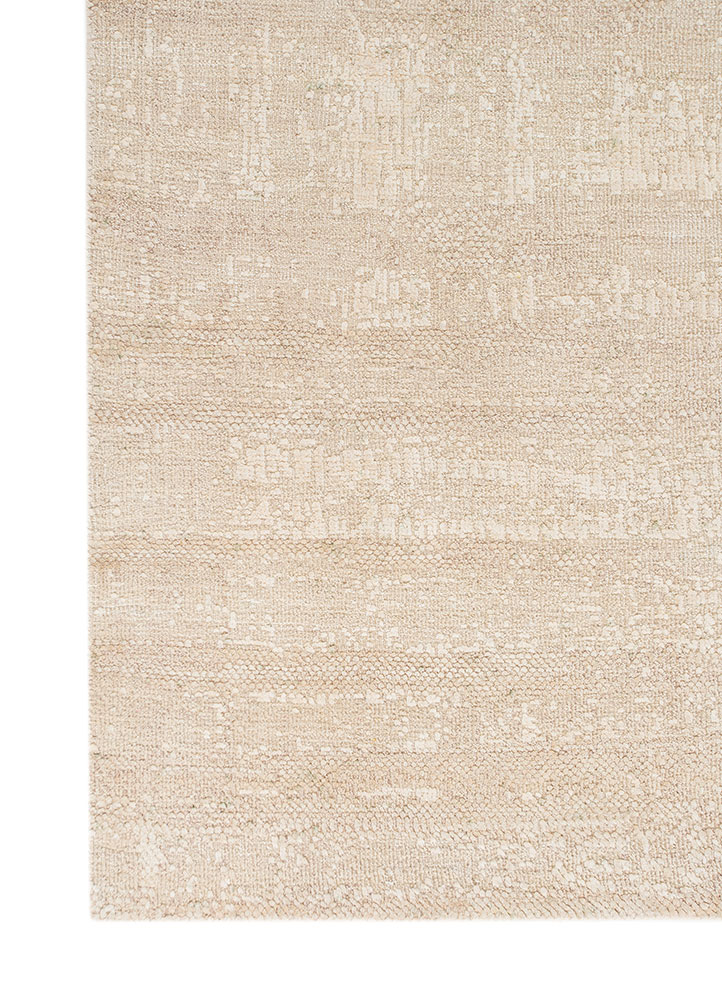 entropy ivory wool and silk hand knotted Rug - Corner