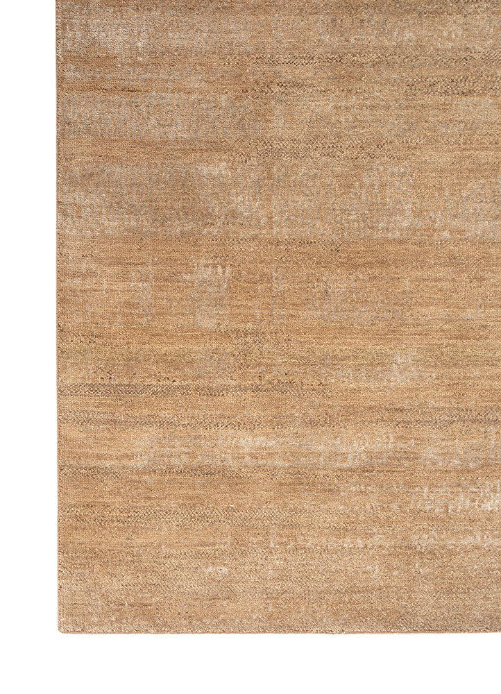 entropy beige and brown wool and silk hand knotted Rug - Corner