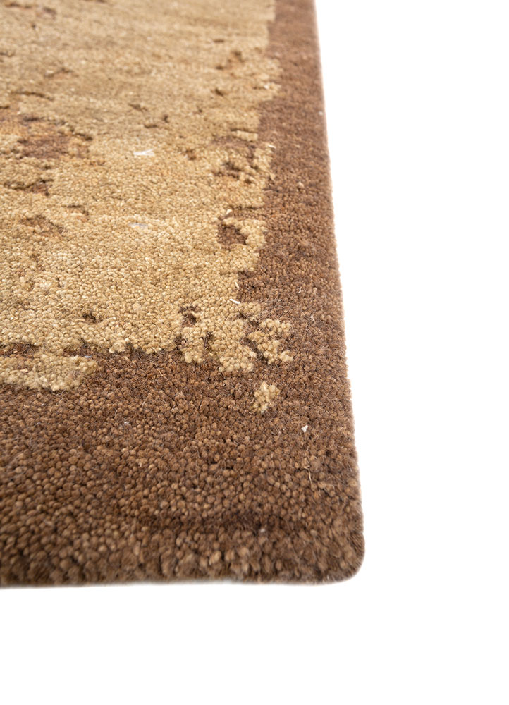 urban pause by kavi beige and brown bamboo silk hand knotted Rug - Corner