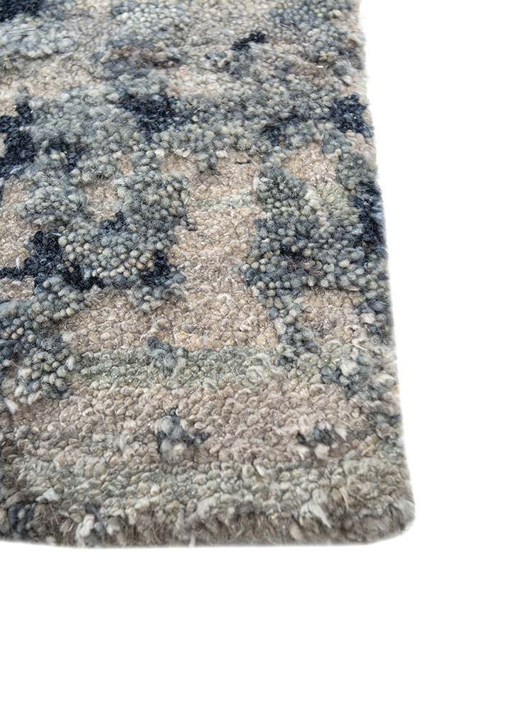 uvenuti grey and black afghan wool and silk hand knotted Rug - Corner