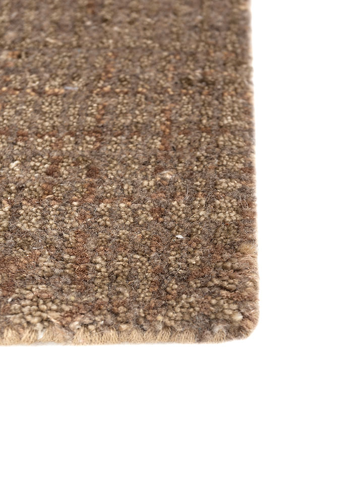 uvenuti beige and brown wool and silk hand knotted Rug - Corner