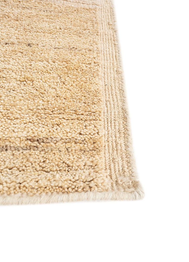 manifest beige and brown wool and silk hand knotted Rug - Corner