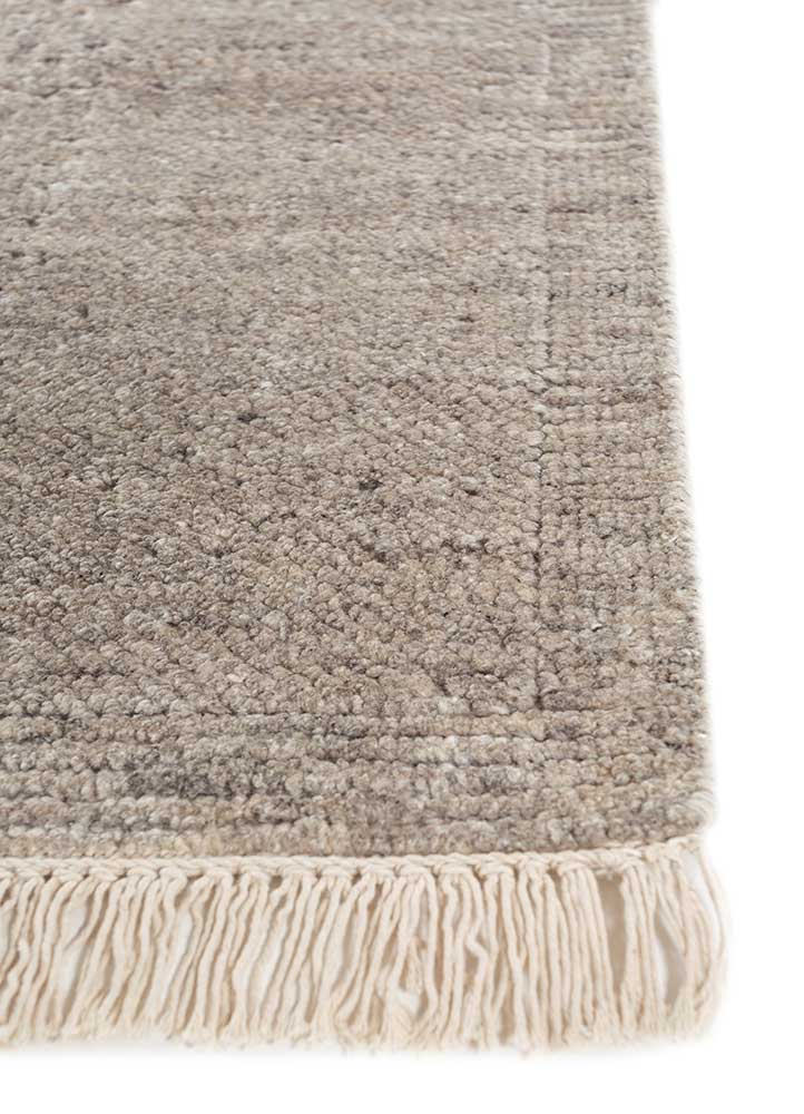 manifest beige and brown wool hand knotted Rug - Corner