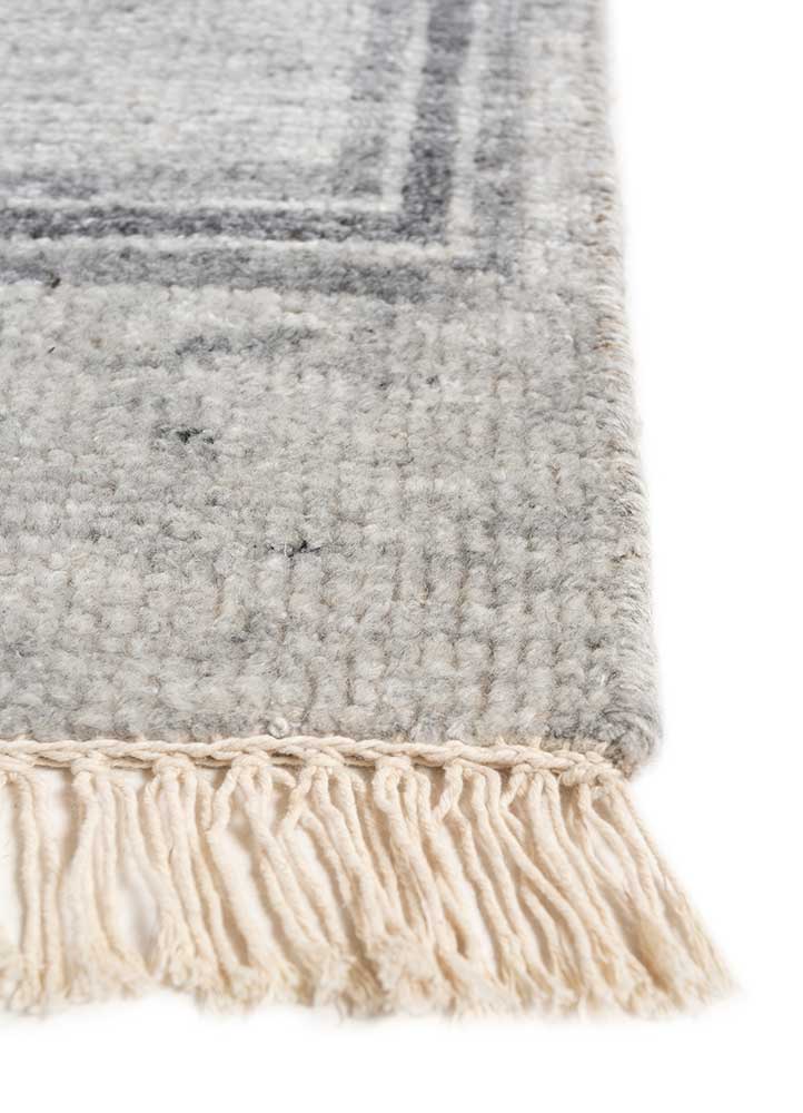thyme grey and black wool hand knotted Rug - Corner