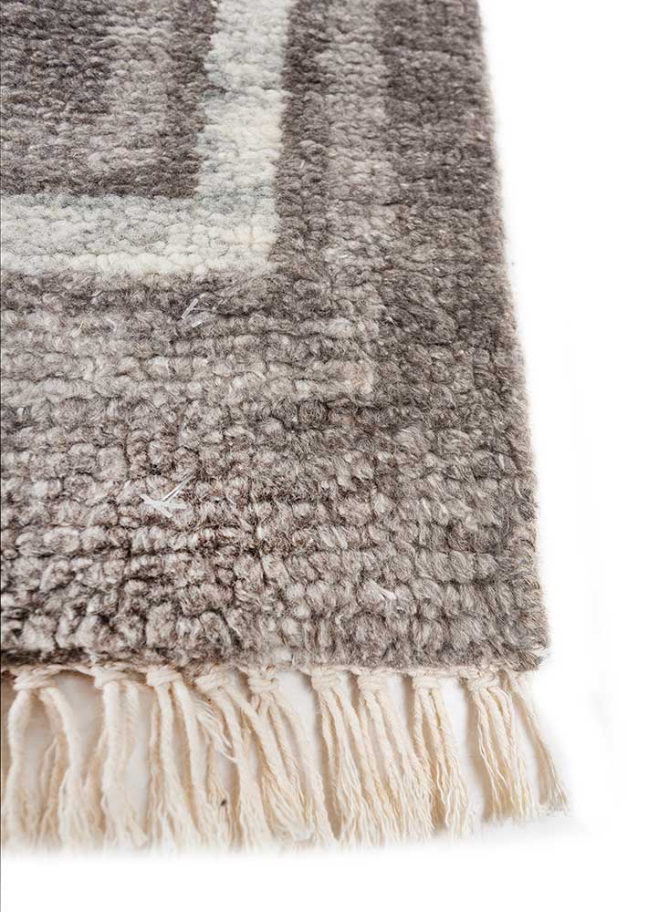 thyme beige and brown wool hand knotted Rug - Corner