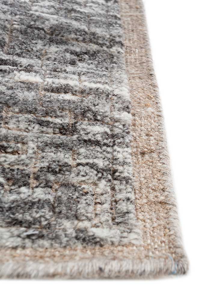 manifest grey and black wool hand knotted Rug - Corner