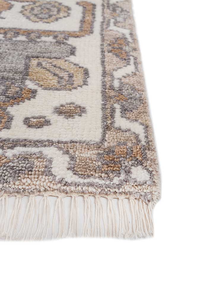 thyme ivory wool hand knotted Rug - Corner