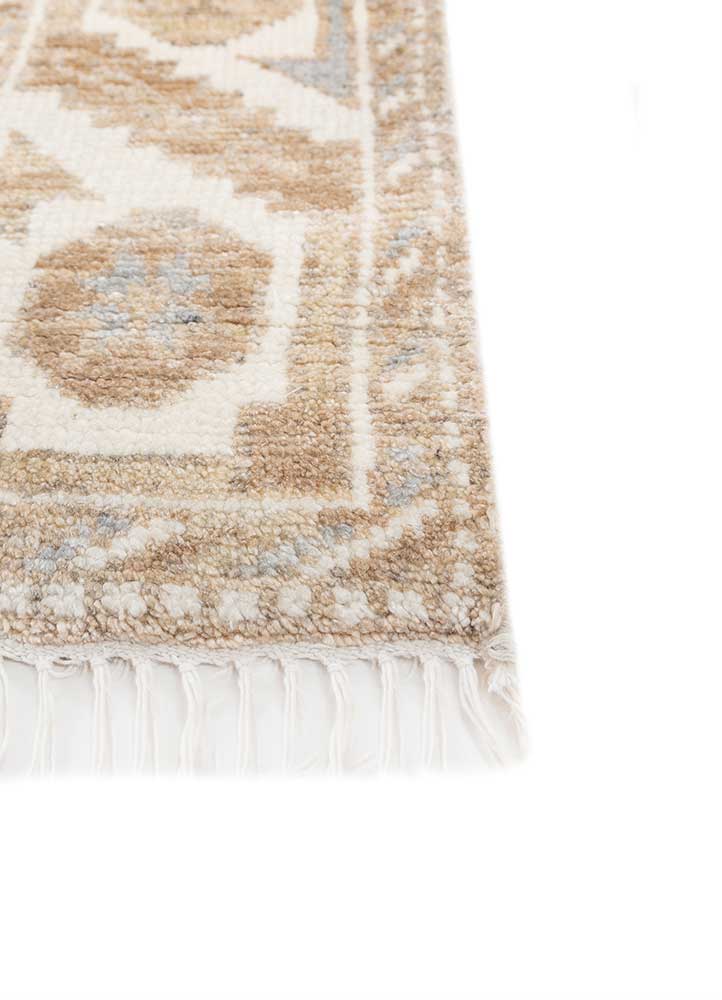 thyme beige and brown wool hand knotted Rug - Corner