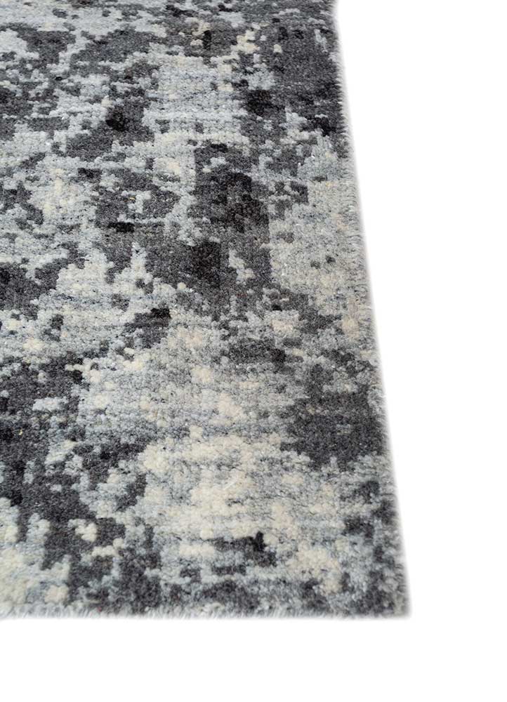 entropy ivory wool and viscose hand knotted Rug - Corner