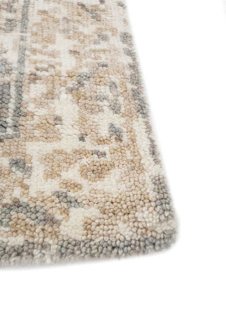 thyme ivory wool hand knotted Rug - Corner