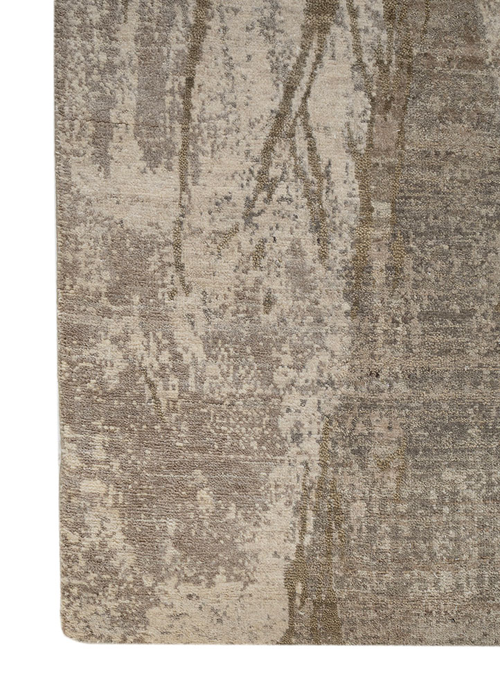 entropy beige and brown wool hand knotted Rug - Corner
