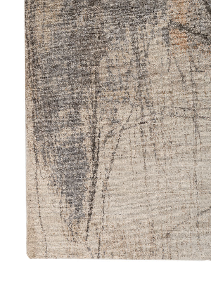 entropy beige and brown wool hand knotted Rug - Corner