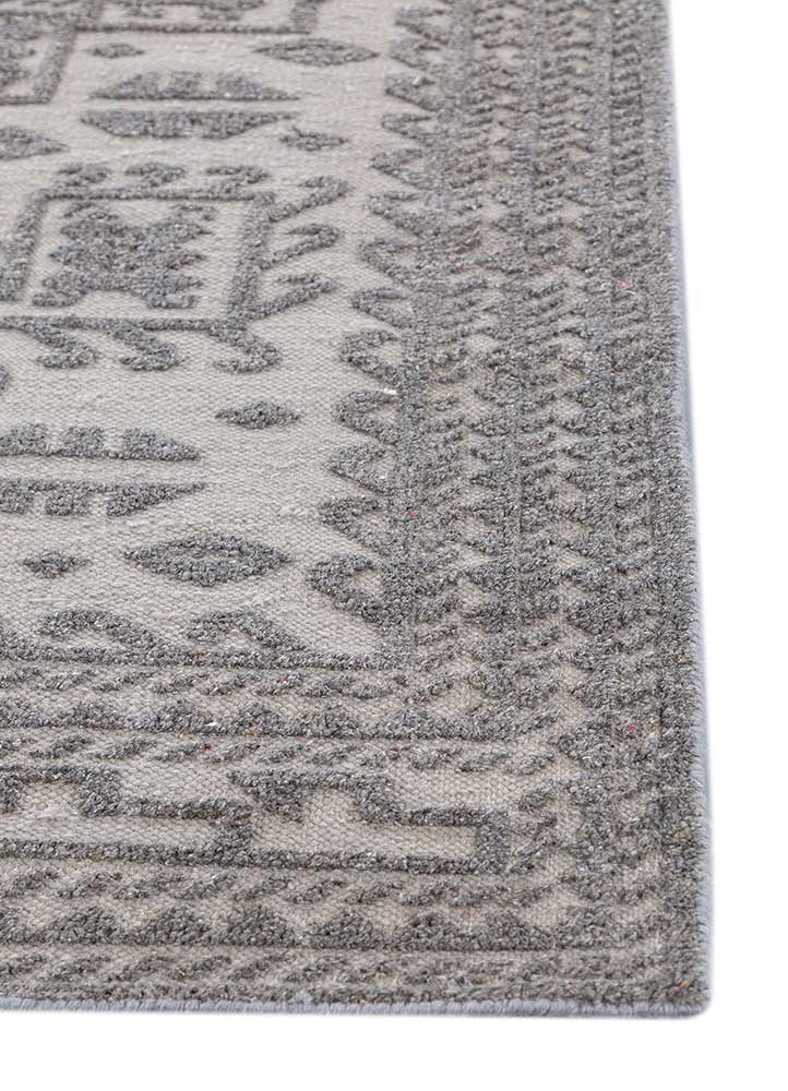 manifest grey and black wool and viscose hand knotted Rug - Corner