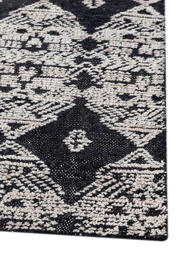 manifest grey and black wool and viscose hand knotted Rug - Corner