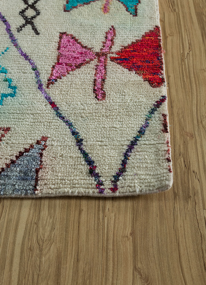 zuri multi wool and viscose hand knotted Rug - Corner