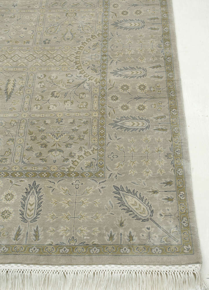 gulmarg grey and black silk hand knotted Rug - Corner