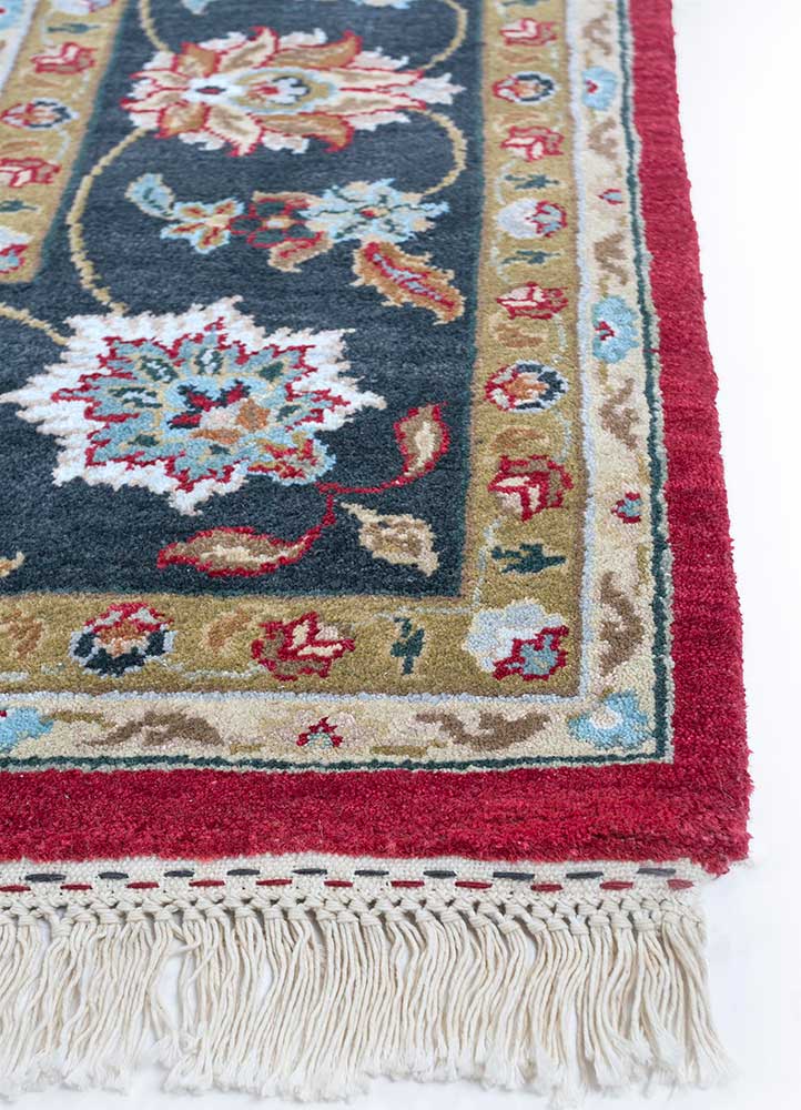 gulnar red and orange wool hand knotted Rug - Corner
