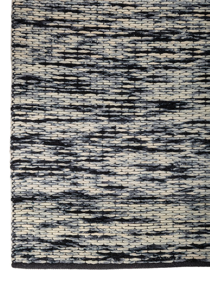 abrash grey and black wool flat weaves Rug - Corner