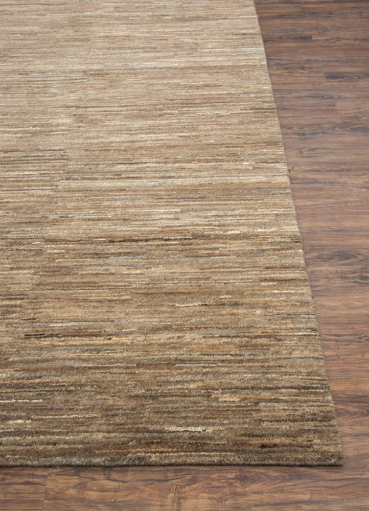 manifest beige and brown wool hand knotted Rug - Corner