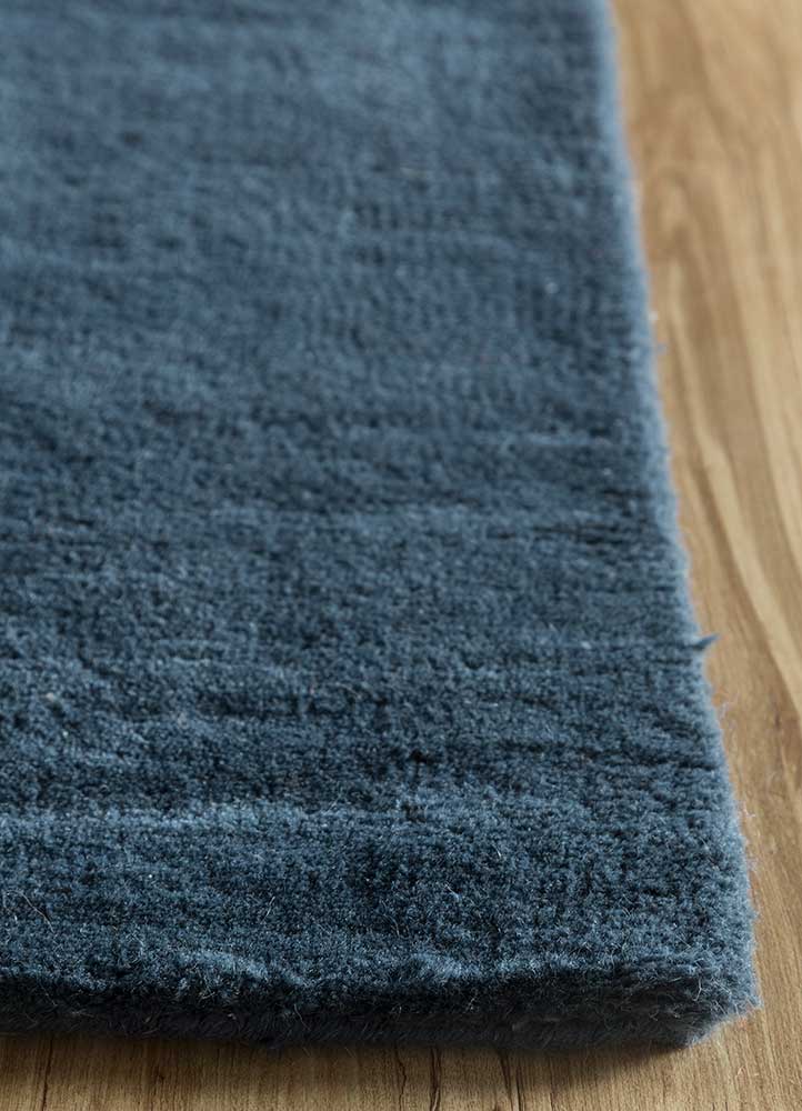 cera blue wool hand tufted Rug - Corner