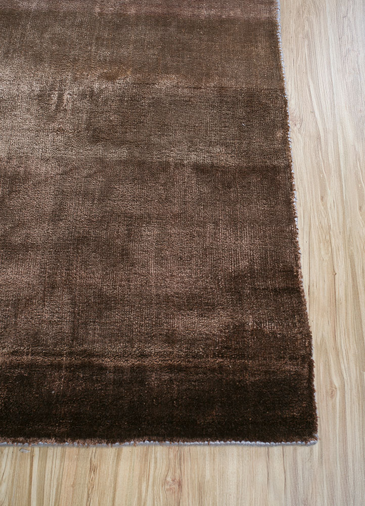 basis grey and black bamboo silk hand loom Rug - Corner