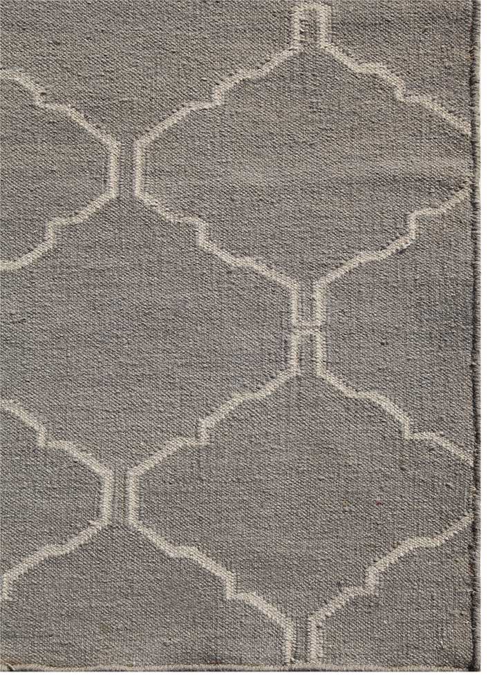 indusbar grey and black wool flat weaves Rug - Corner