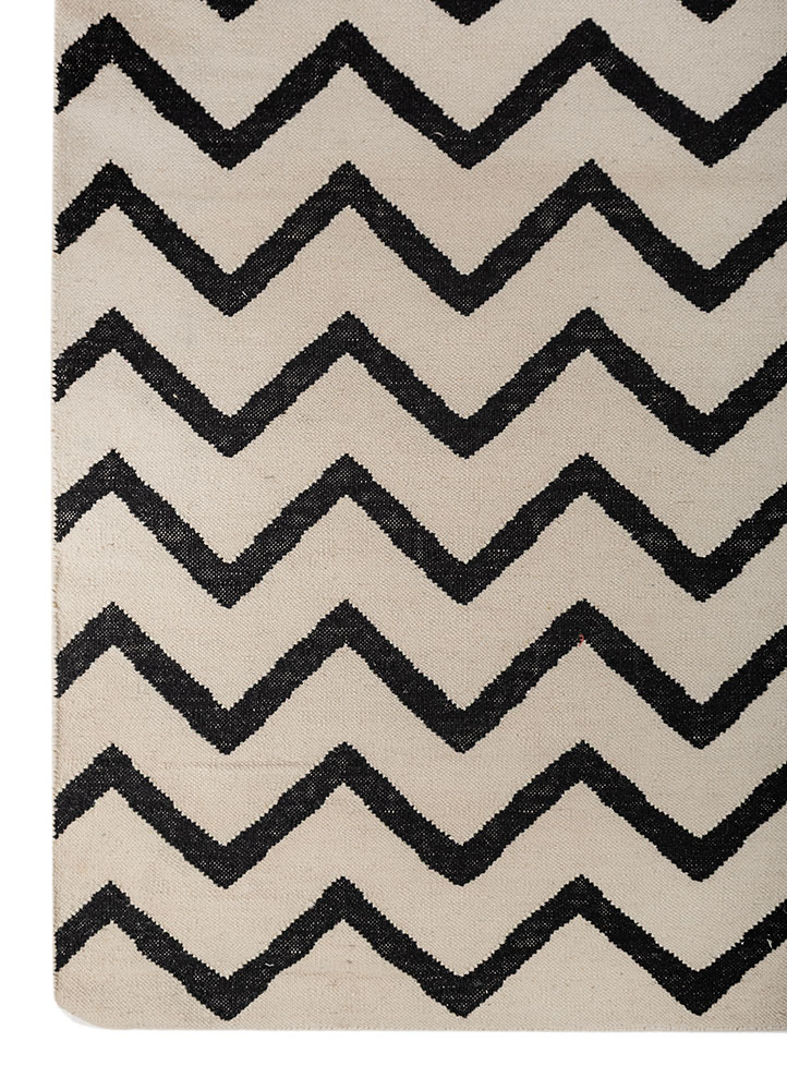 indusbar beige and brown wool flat weaves Rug - Corner