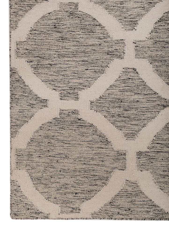 indusbar grey and black wool flat weaves Rug - Corner