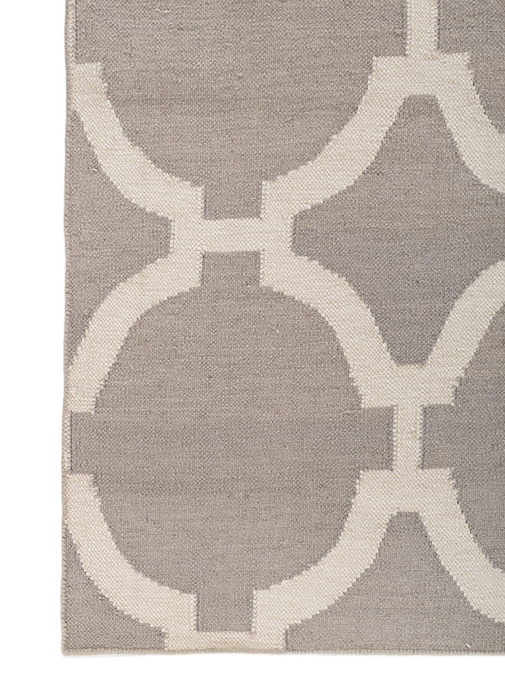 indusbar grey and black wool flat weaves Rug - Corner