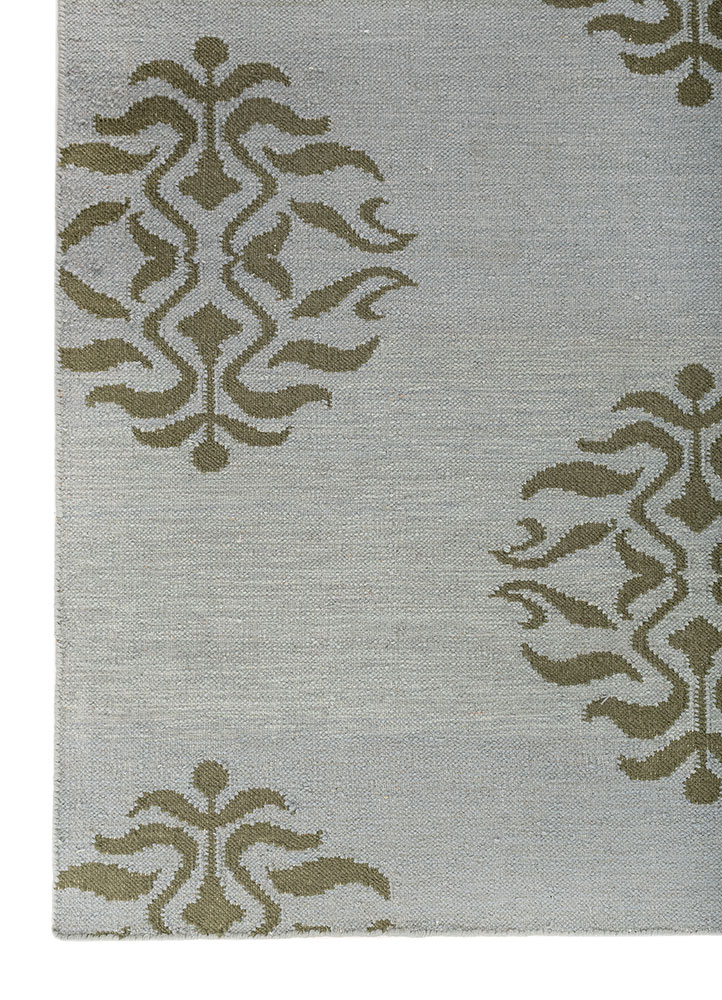indusbar blue wool flat weaves Rug - Corner