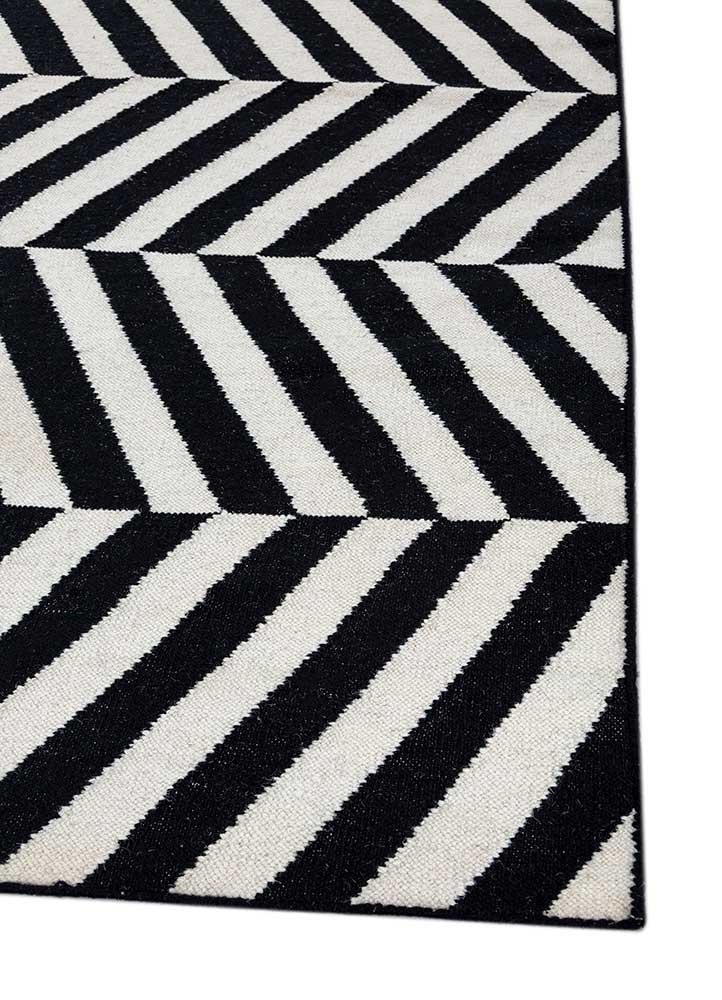 alhambra grey and black wool flat weaves Rug - Corner