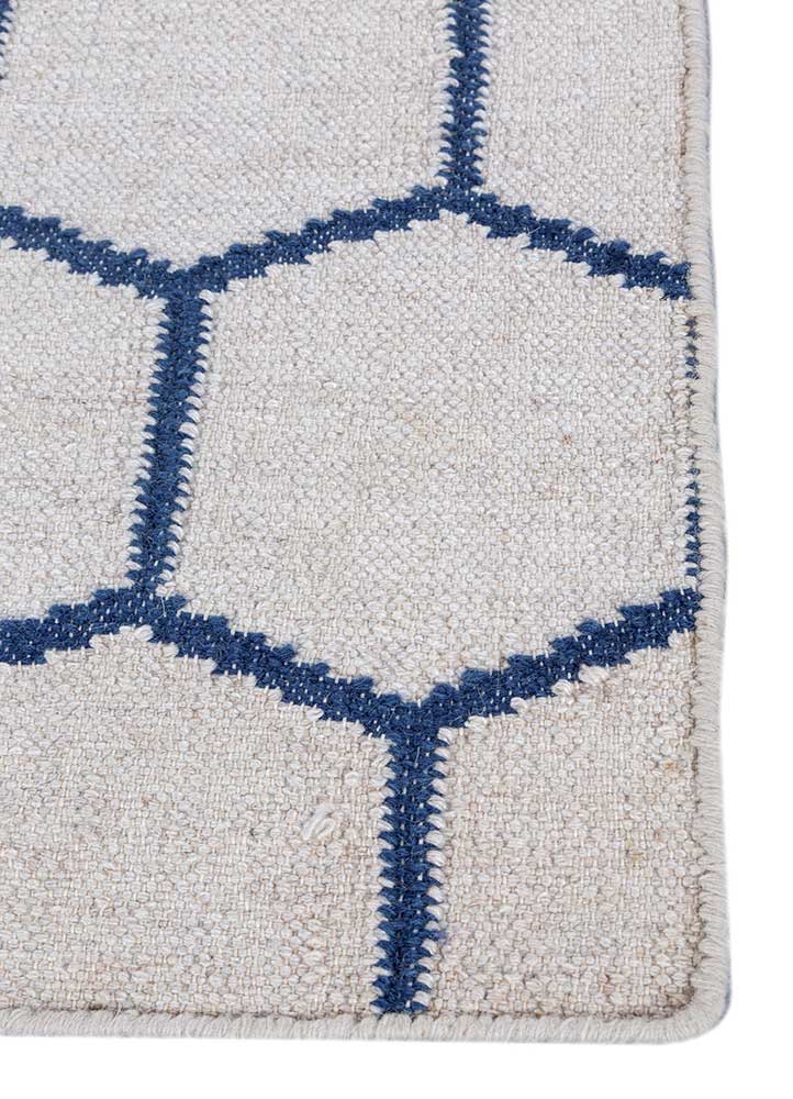 indusbar blue wool flat weaves Rug - Corner