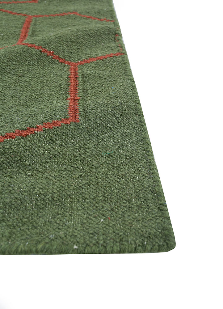 indusbar green wool flat weaves Rug - Corner