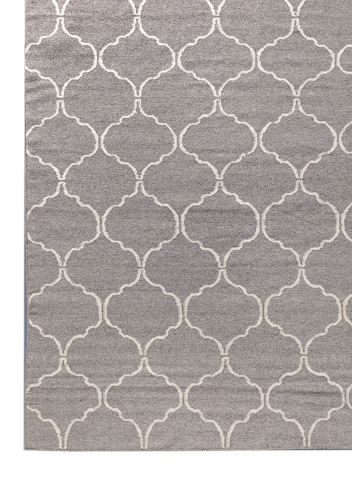 indusbar grey and black wool flat weaves Rug - Corner