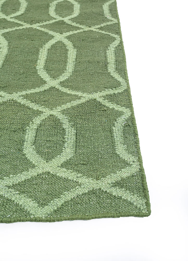 indusbar green wool flat weaves Rug - Corner