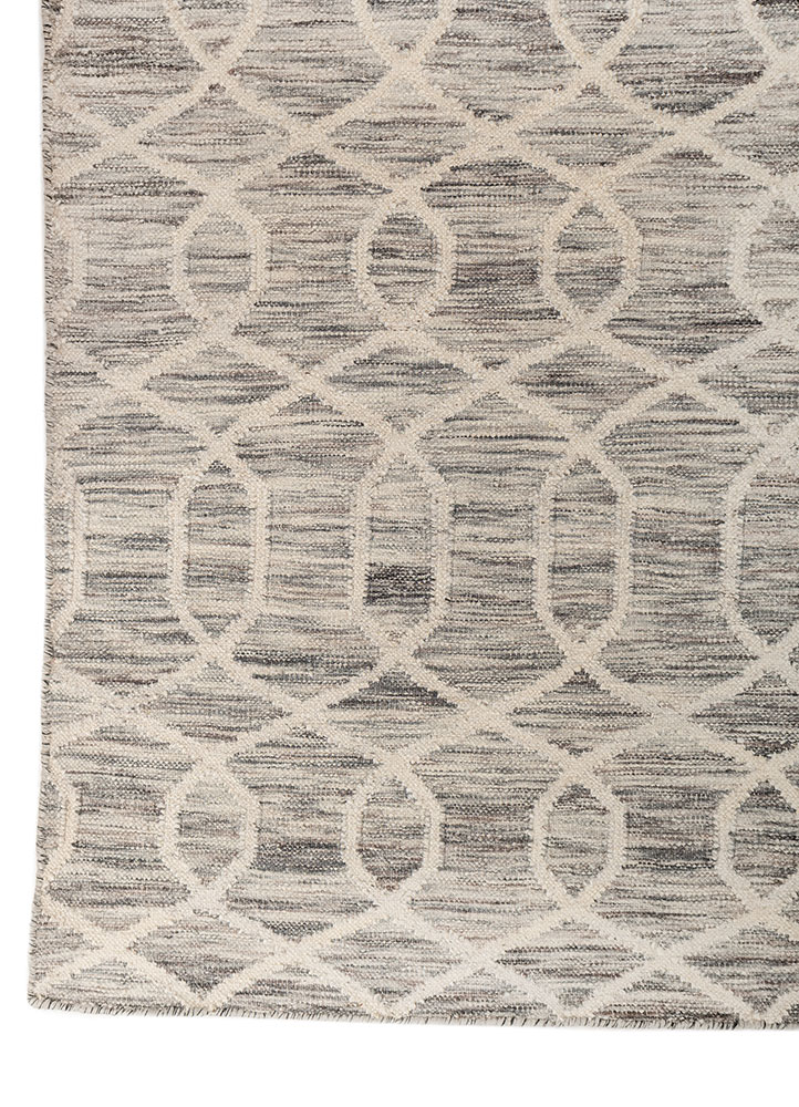 indusbar blue wool flat weaves Rug - Corner