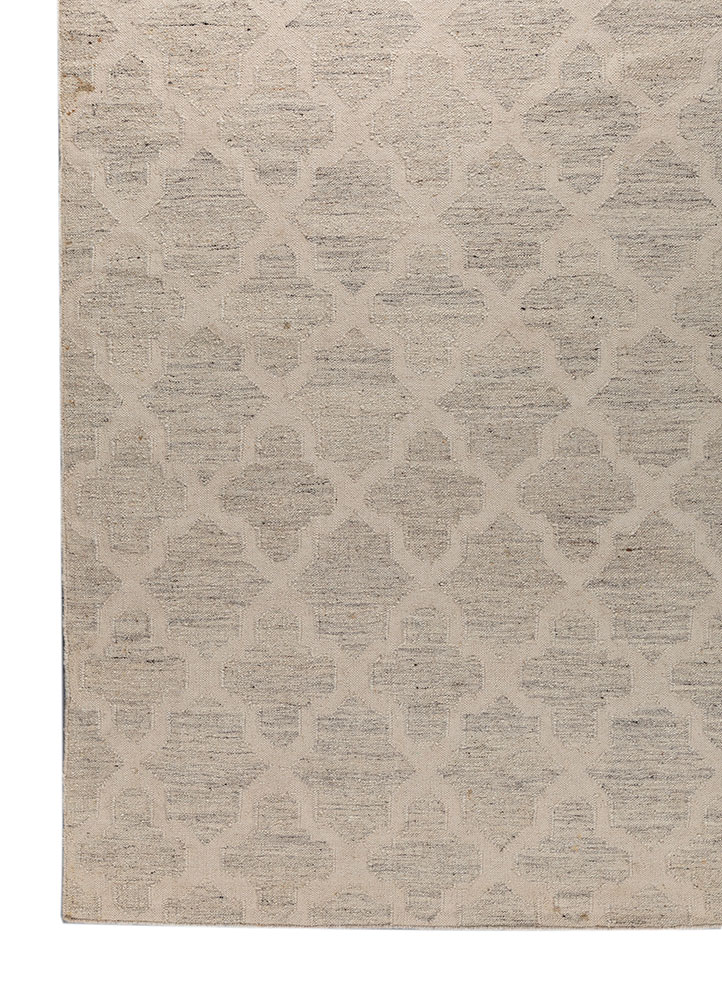 indusbar grey and black wool flat weaves Rug - Corner