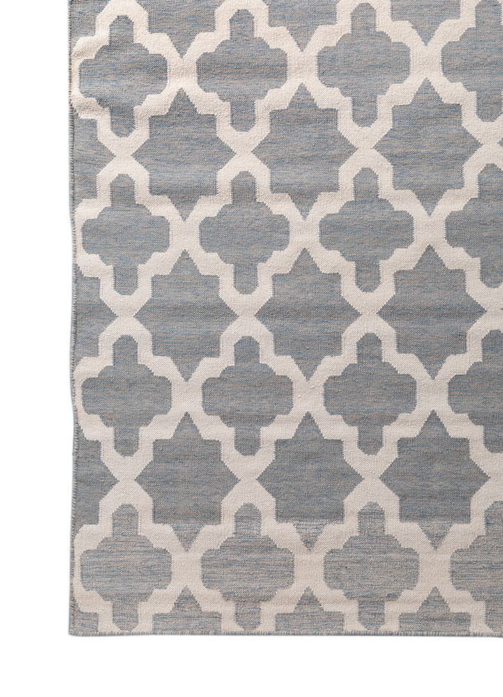 indusbar grey and black wool flat weaves Rug - Corner