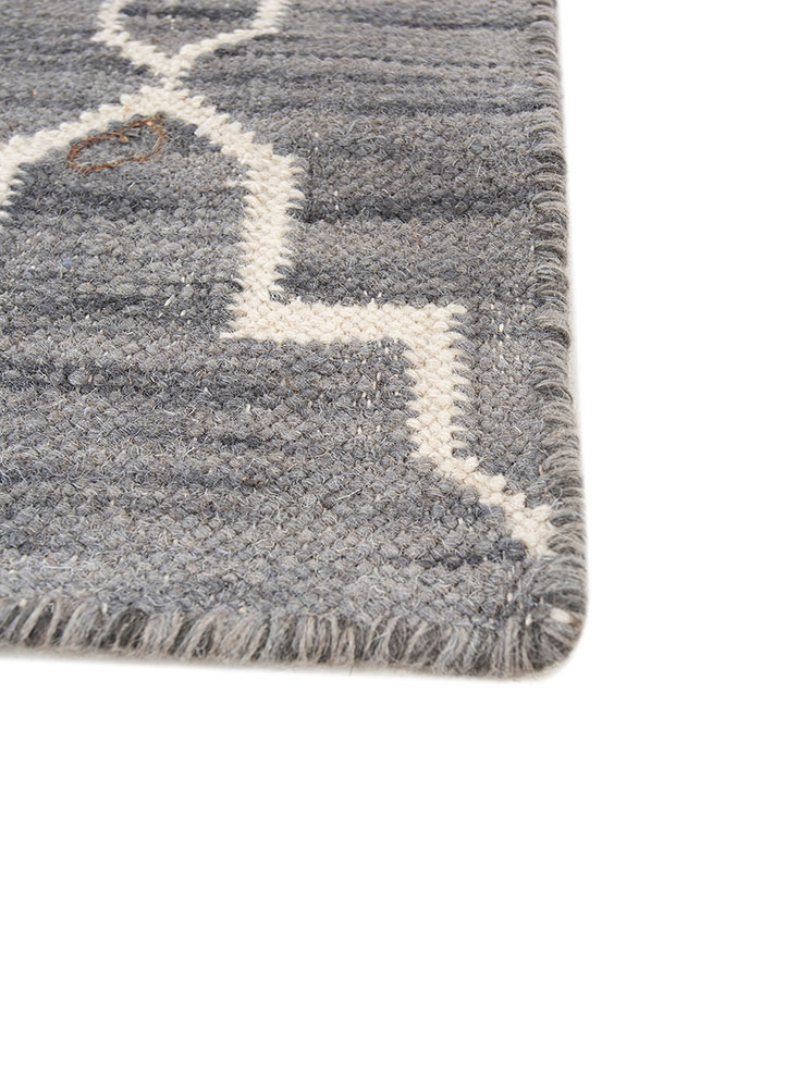 indusbar grey and black wool flat weaves Rug - Corner