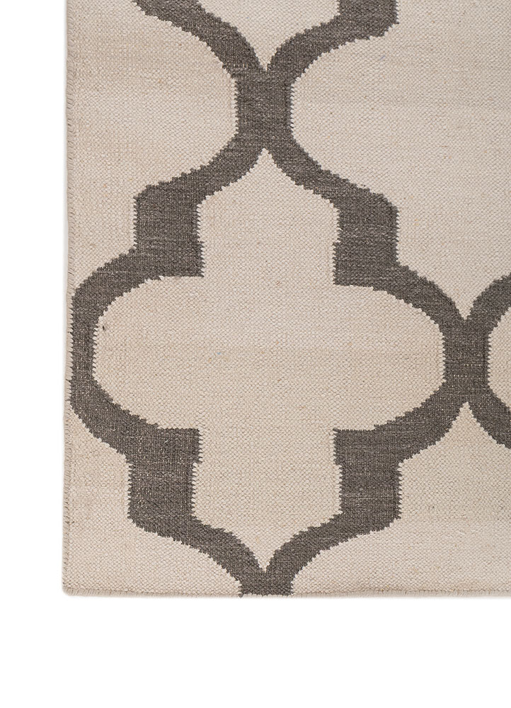indusbar grey and black wool flat weaves Rug - Corner