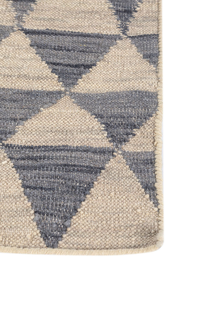 indusbar grey and black wool flat weaves Rug - Corner