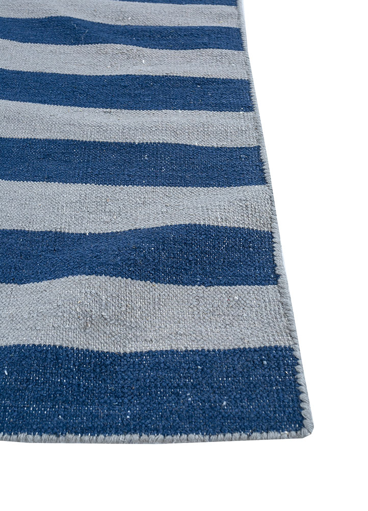 alhambra blue wool flat weaves Rug - Corner