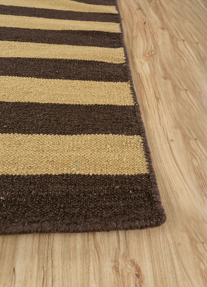alhambra beige and brown wool flat weaves Rug - Corner