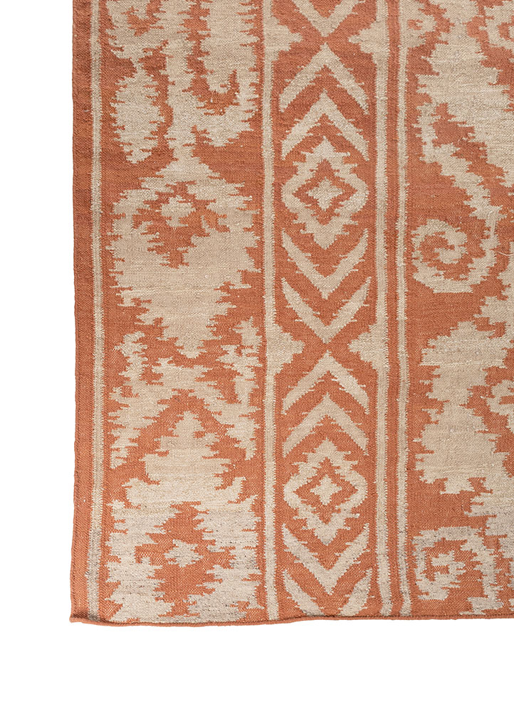 indusbar red and orange wool flat weaves Rug - Corner