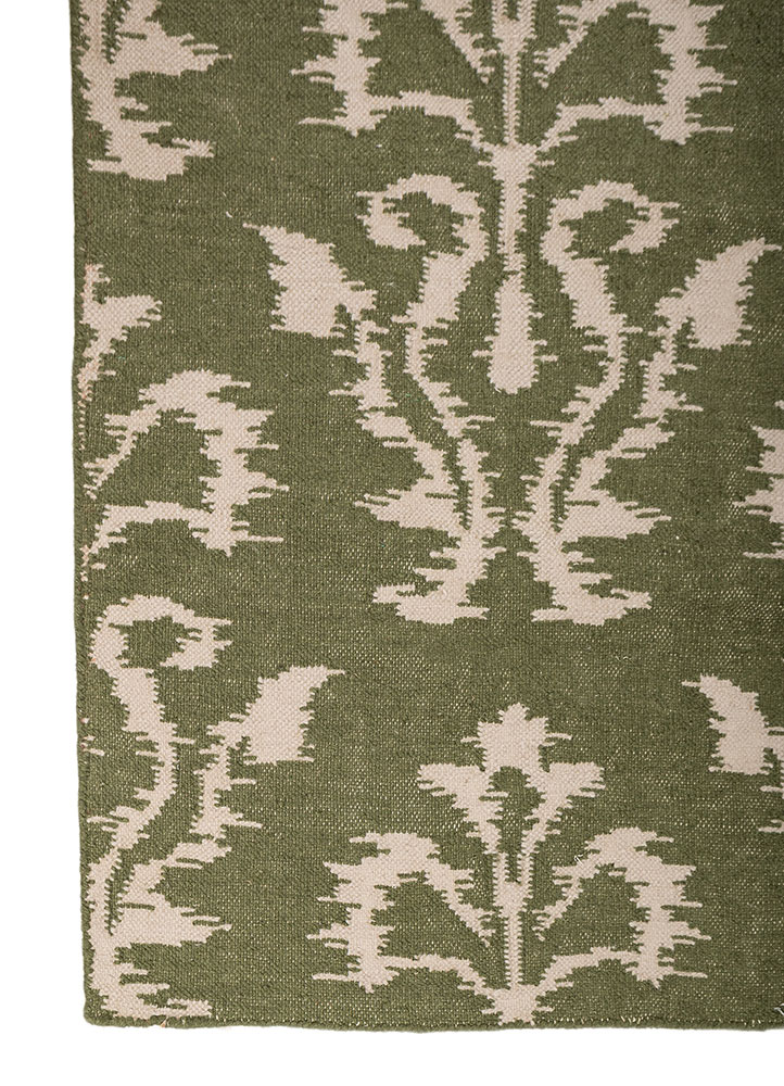 indusbar green wool flat weaves Rug - Corner