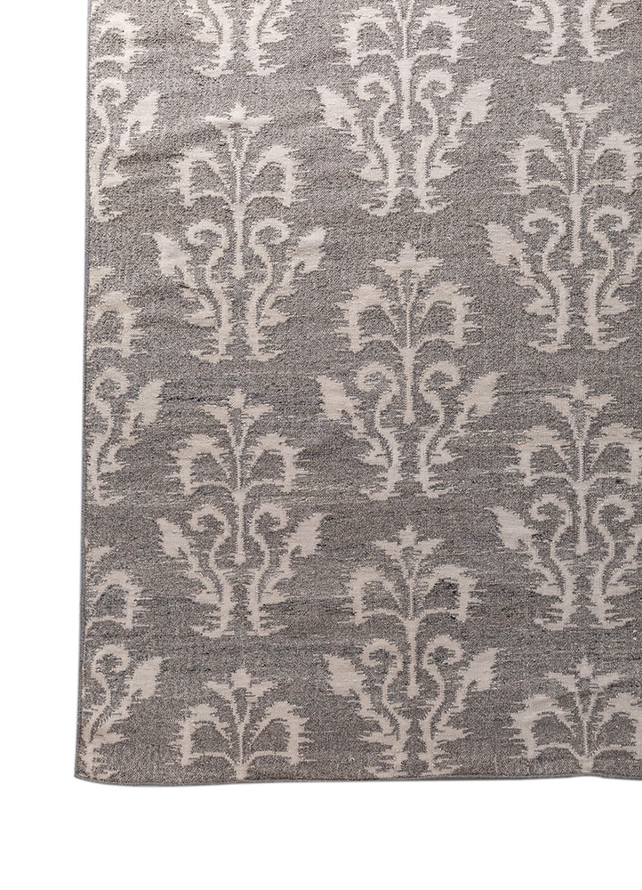 indusbar grey and black wool flat weaves Rug - Corner