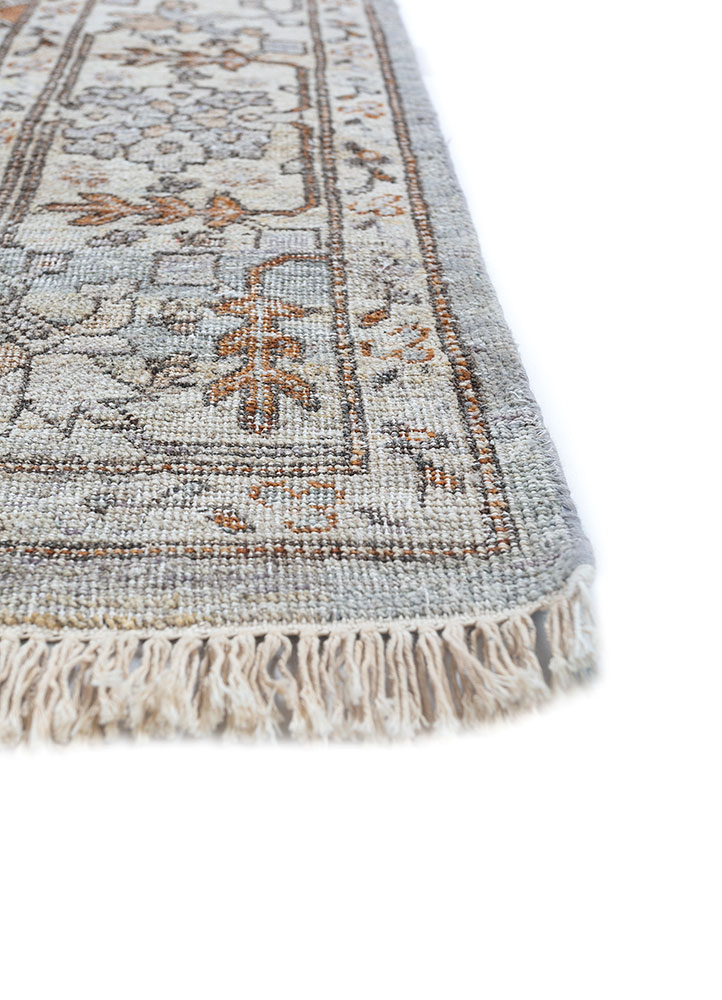 thyme ivory afghan wool hand knotted Rug - Corner
