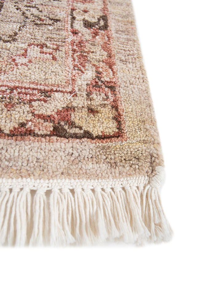 viscaya beige and brown afghan wool hand knotted Rug - Corner